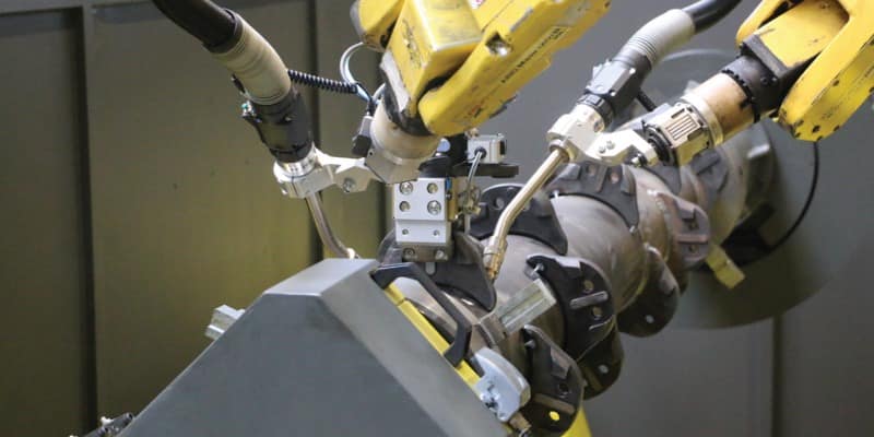 robotické svařování mulčovače, robotické svařování, robotické buňky